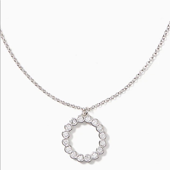 NWT KATE SPADE SILVER FULL CIRCLE PENDANT NECKLACE AND EARRINGS SET! SOLD OUT! - Picture 2 of 5